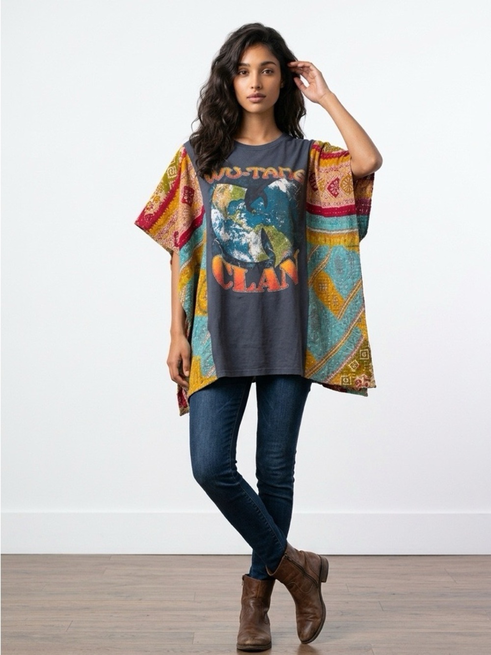 Handcrafted Upcycled Wu-Tang Clan Kantha Tunic NWT One Size